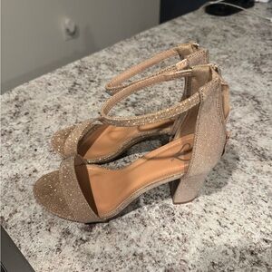 Elegant Tan Block Heel Sandals